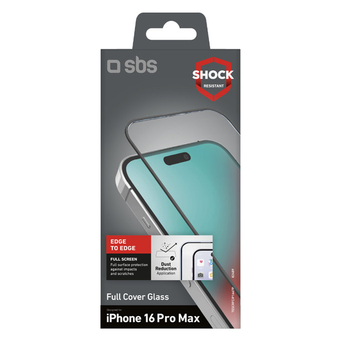 SBS - Tvrdené Sklo Full Cover pre iPhone 16 Pro Max, čierna