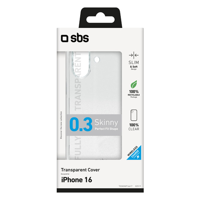 SBS - Puzdro Skinny pre iPhone 16, transparentná