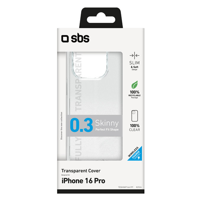 SBS - Puzdro Skinny pre iPhone 16 Pro, transparentná