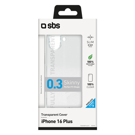 SBS - Puzdro Skinny pre iPhone 16 Plus, transparentná