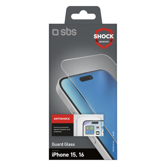 SBS - Tvrdené Sklo Guard Glass pre iPhone 16, transparentná