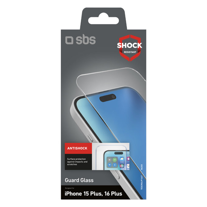 SBS - Tvrdené Sklo Guard Glass pre iPhone 16 Plus, transparentná