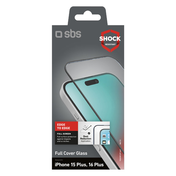 SBS - Tvrdené Sklo Full Cover pre iPhone 16 Plus, čierna