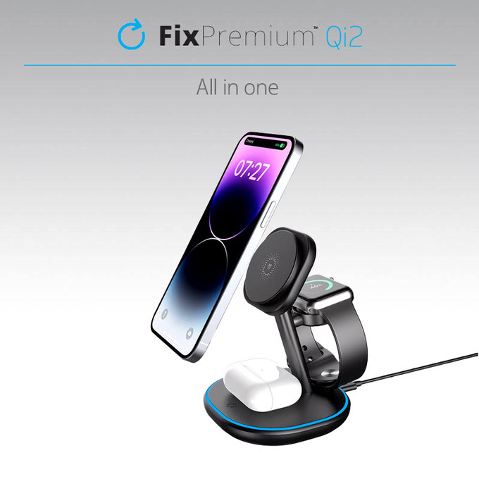 FixPremium - MagSafe Nabíjací Stojan s Qi2, čierna