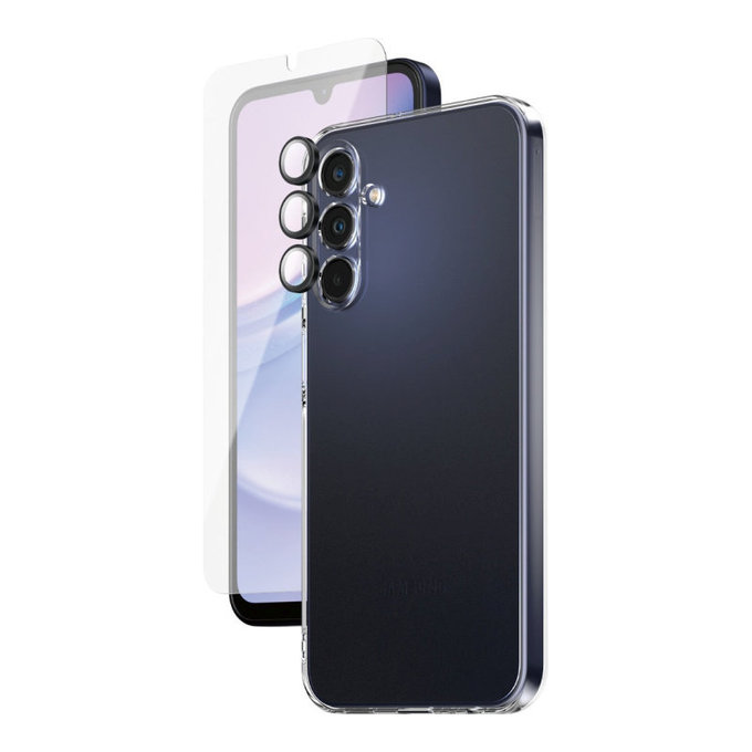Bundle Ochranný kryt objektívu + Tvrdené sklo UWF + Puzdro TPU pre Samsung A15 5G, SAFE