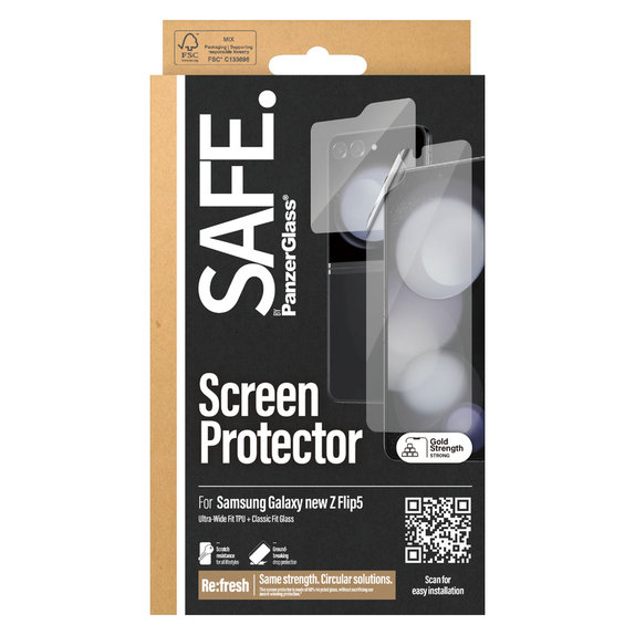 Ochranná fólia UWF a tvrdené sklo pre Samsung Galaxy Z Flip6, Číra, SAFE by PanzerGlass
