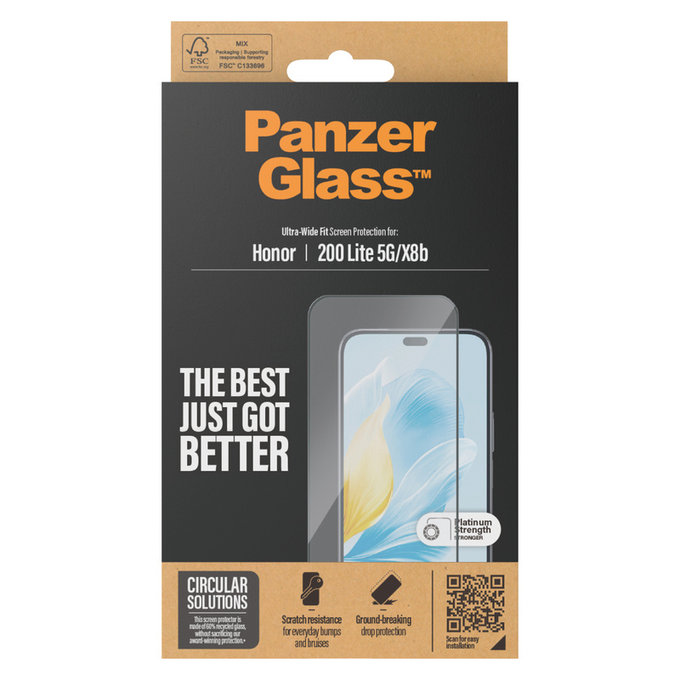 Tvrdené sklo UWF pre Honor 200 Lite, Čierna, PanzerGlass
