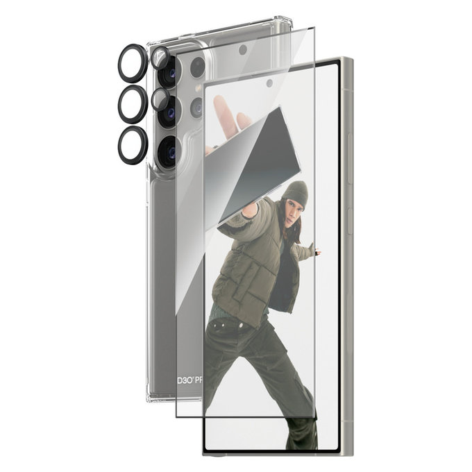 Bundle Hoops + Tvrdené sklo UWF + Hard Case D3O pre Samsung Galaxy S24 Ultra, PanzerGlass