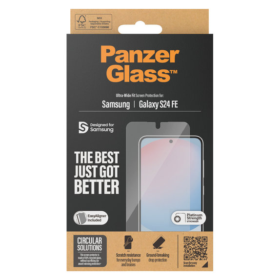 Tvrdené sklo UWF s aplikátorom pre Samsung Galaxy S24 FE, Číra, PanzerGlass