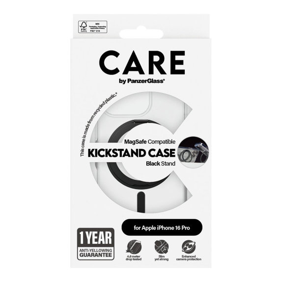 Puzdro Kickstand s MagSafe pre iPhone 16 Pro, Čierna, CARE