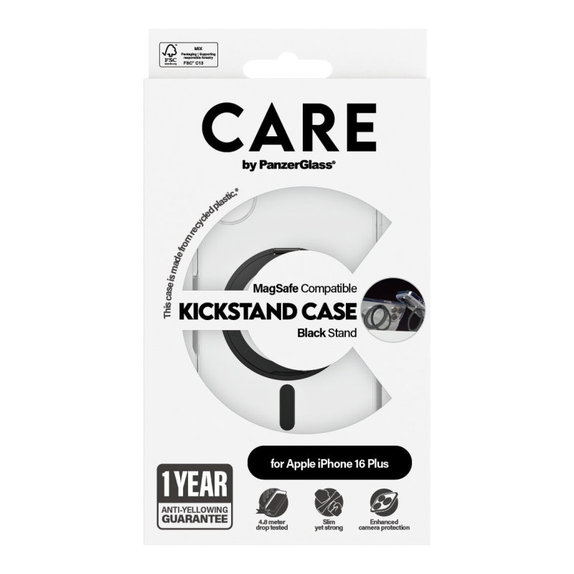 Puzdro Kickstand s MagSafe pre iPhone 16 Plus, Čierna, CARE