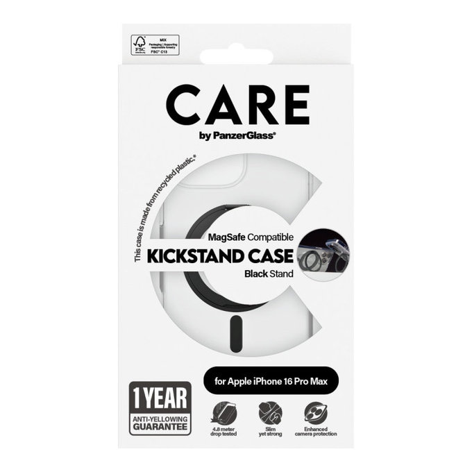 Puzdro Kickstand s MagSafe pre iPhone 16 Pro Max, Čierna, CARE