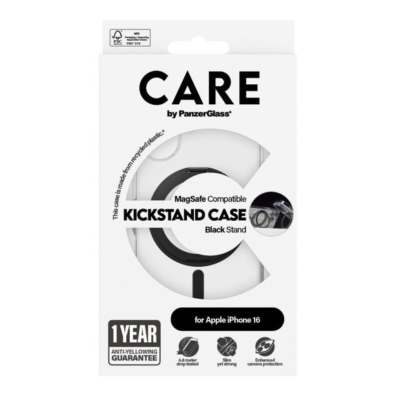 Puzdro Kickstand s MagSafe pre iPhone 16, Čierna, CARE