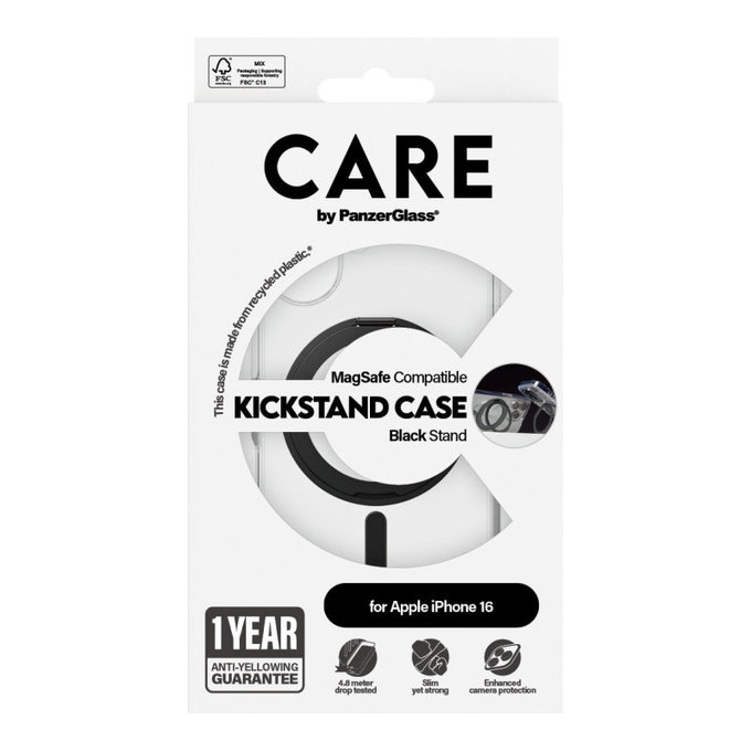 Puzdro Kickstand s MagSafe pre iPhone 16, Čierna, CARE
