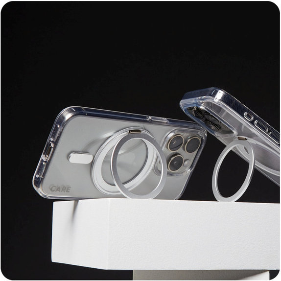 Puzdro Kickstand s MagSafe pre iPhone 16 Plus, Strieborná, CARE