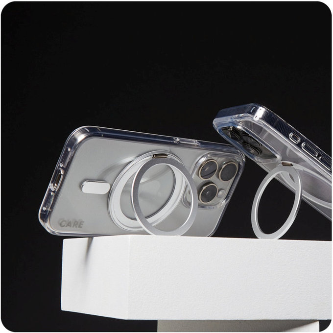 Puzdro Kickstand s MagSafe pre iPhone 16 Plus, Strieborná, CARE