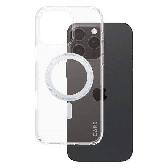 Puzdro Kickstand s MagSafe pre iPhone 16 Pro Max, Strieborná, CARE
