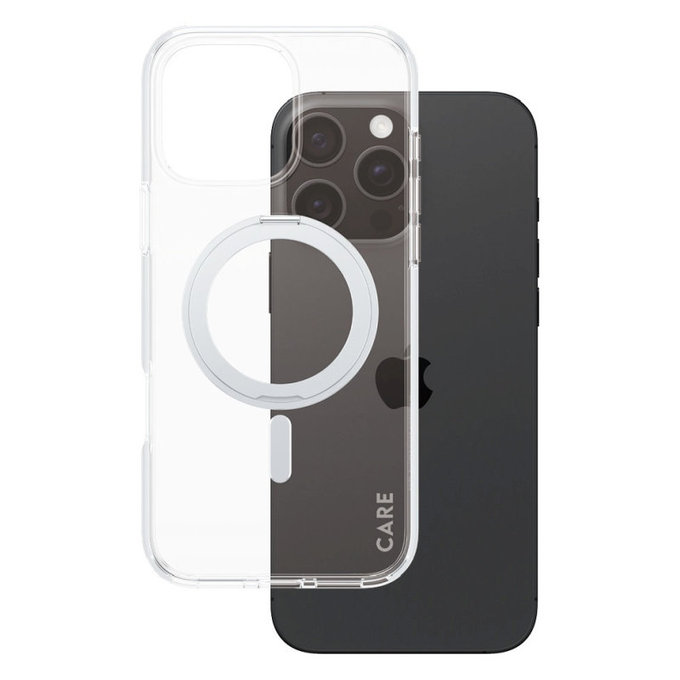 Puzdro Kickstand s MagSafe pre iPhone 16 Pro Max, Strieborná, CARE