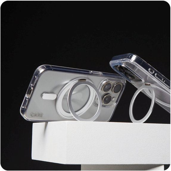 Puzdro Kickstand s MagSafe pre iPhone 16 Pro Max, Strieborná, CARE