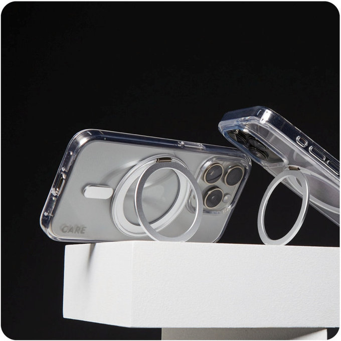 Puzdro Kickstand s MagSafe pre iPhone 16 Pro Max, Strieborná, CARE