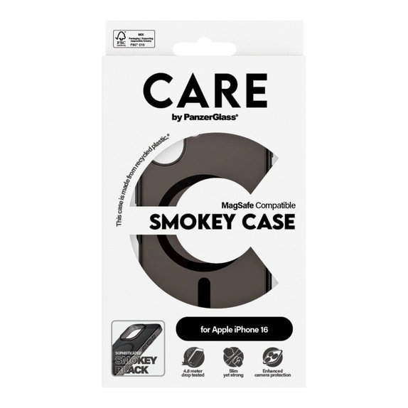 Puzdro Smokey s MagSafe pre iPhone 16, Čierna, CARE