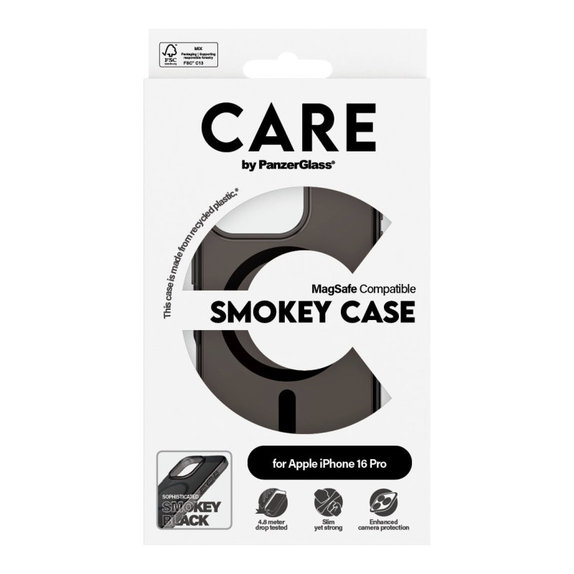 Puzdro Smokey s MagSafe pre iPhone 16 Pro, Čierna, CARE