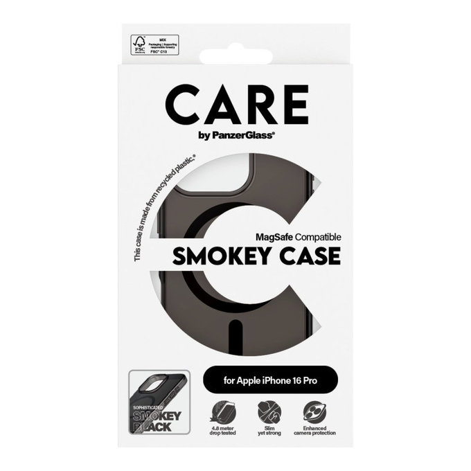 Puzdro Smokey s MagSafe pre iPhone 16 Pro, Čierna, CARE