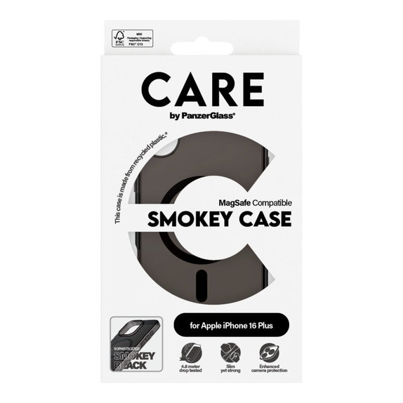 Puzdro Smokey s MagSafe pre iPhone 16 Plus, Čierna, CARE