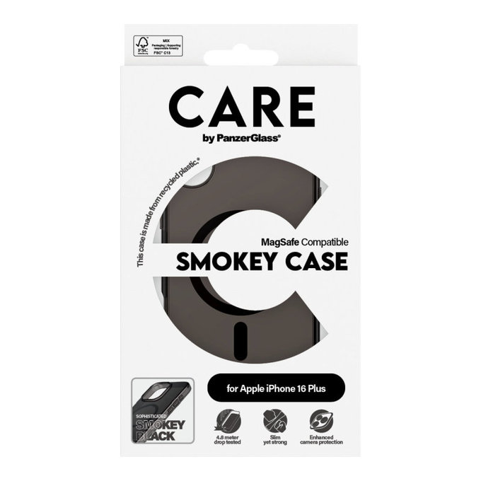 Puzdro Smokey s MagSafe pre iPhone 16 Plus, Čierna, CARE