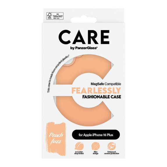 Puzdro Fearlessly s MagSafe pre iPhone 16 Plus, Peachy, CARE