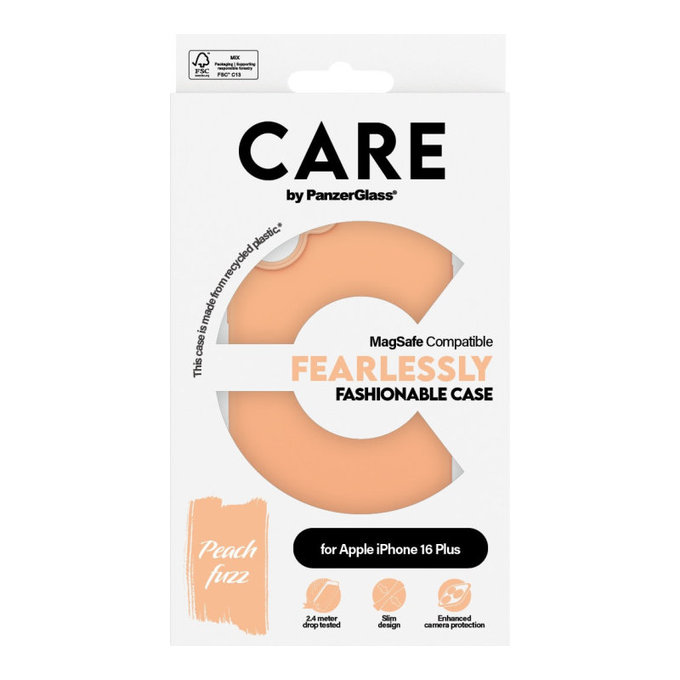 Puzdro Fearlessly s MagSafe pre iPhone 16 Plus, Peachy, CARE