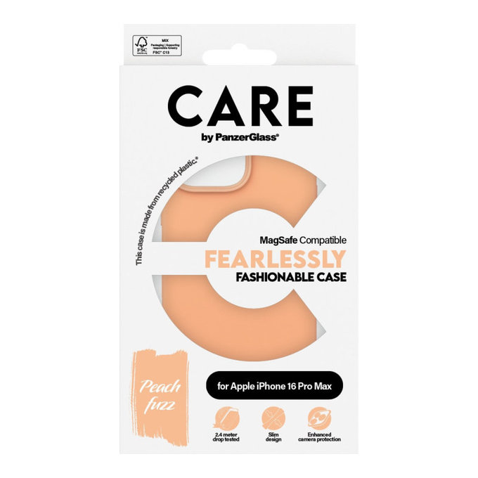 Puzdro Fearlessly s MagSafe pre iPhone 16 Pro Max, Peachy, CARE
