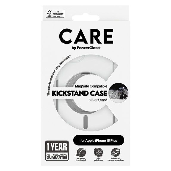 Puzdro Kickstand s MagSAFE by PanzerGlass pre iPhone 15 Pro Max, Strieborná, PanzerGlass
