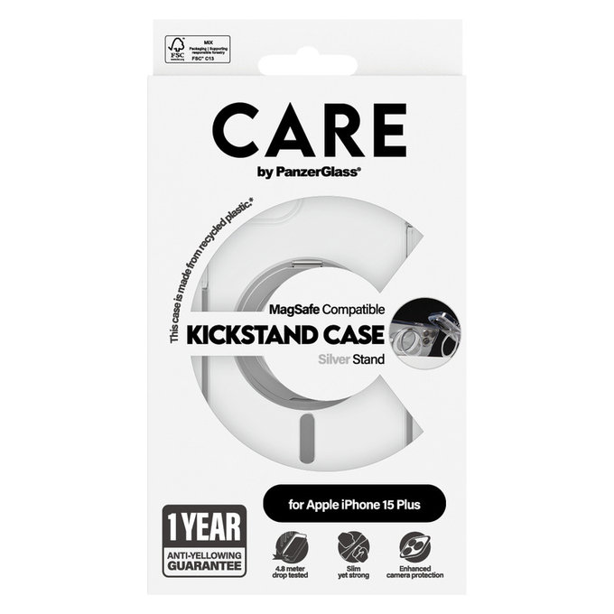 Puzdro Kickstand s MagSAFE by PanzerGlass pre iPhone 15 Pro Max, Strieborná, PanzerGlass