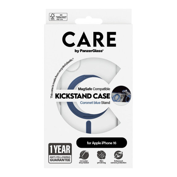 Puzdro Kickstand s MagSafe pre iPhone 16, Modrá, CARE