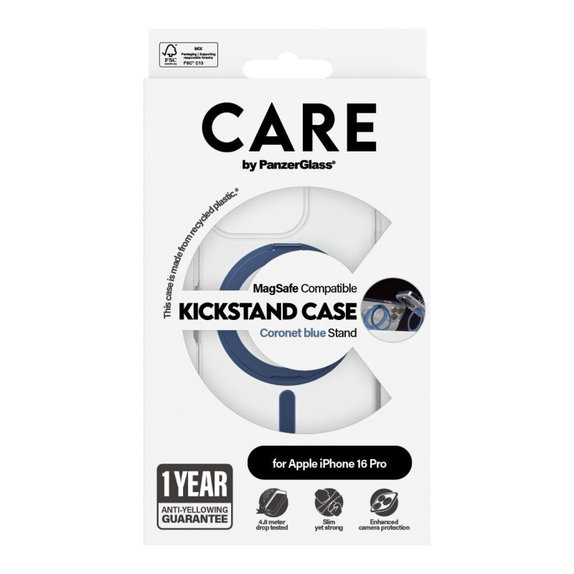 Puzdro Kickstand s MagSafe pre iPhone 16 Pro, Modrá, CARE