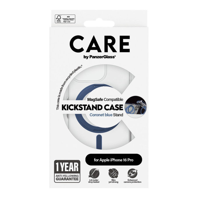 Puzdro Kickstand s MagSafe pre iPhone 16 Pro, Modrá, CARE
