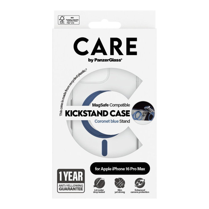 Puzdro Kickstand s MagSafe pre iPhone 16 Pro Max, Modrá, CARE