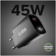 Cestovný adaptér LCD USB-C, GaN, 45 W PD, čierna, SBS