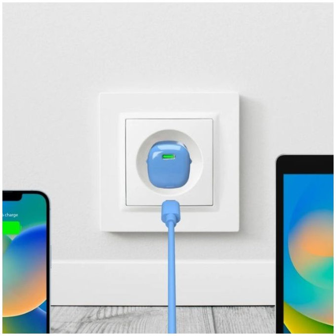 PURO - Nabíjací adaptér MiniPro USB-C, GaN, 20W, blue lagon