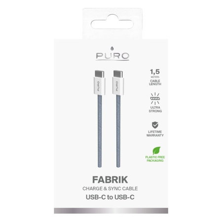 PURO - Kábel USB-C / USB-C, 60W, Fabrik FABK4, 1,5 m, blue lagon