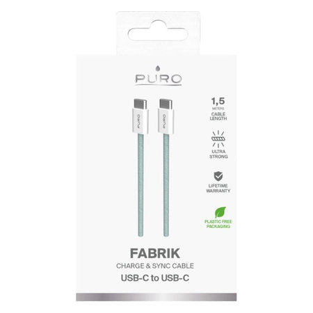 PURO - Kábel USB-C / USB-C, 60W, Fabrik FABK4, 1,5 m, island mist