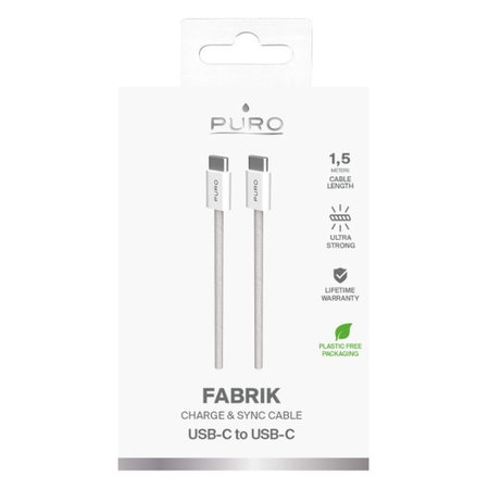 PURO - Kábel USB-C / USB-C, 60W, Fabrik FABK4, 1,5 m, sandshell