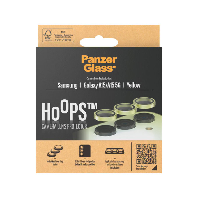 Ochranný kryt objektívu Hoops pre Samsung A15/A15 5G, Žltá, PanzerGlass