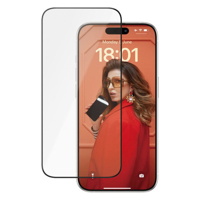 Tvrdené sklo UWF Ceramic s aplikátorom pre iPhone 15 Pro, Čierna, PanzerGlass