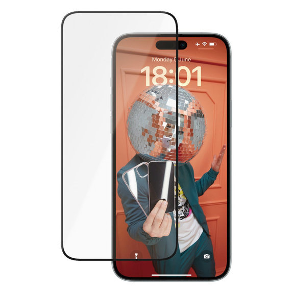 Tvrdené sklo UWF Ceramic s aplikátorom pre iPhone 15 Plus, Čierna, PanzerGlass