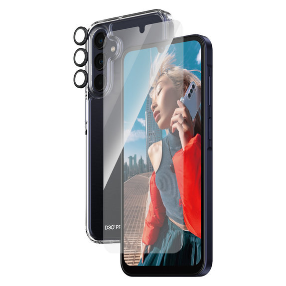 Bundle Hoops + Tvrdené sklo UWF + Hard Case D3O pre Samsung Galaxy A25 5G, Transparentná, PanzerGlass