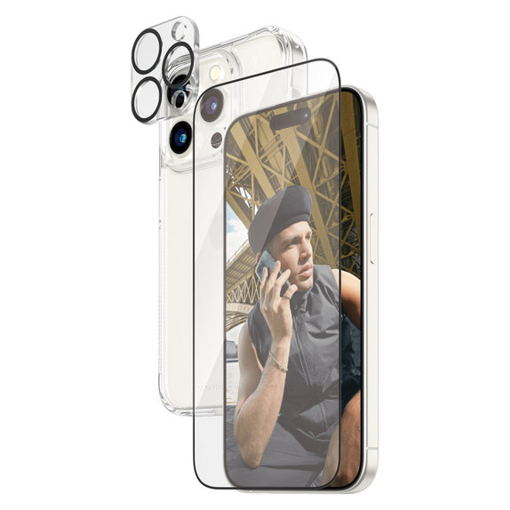 Bundle PicturePerfect + Tvrdené sklo UWF + Hard Case D3O pre iPhone 15 Pro, PanzerGlass