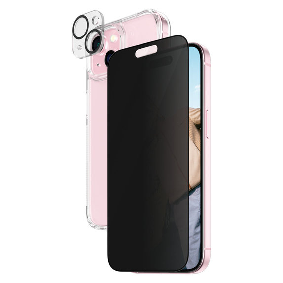 Bundle PicturePerfect + Tvrdené sklo UWF Privacy + Hard Case D3O pre iPhone 15, PanzerGlass