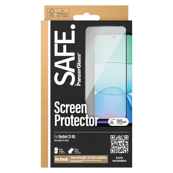 Tvrdené sklo UWF pre Xiaomi Redmi 13 4G, Čierne, SAFE by PanzerGlass